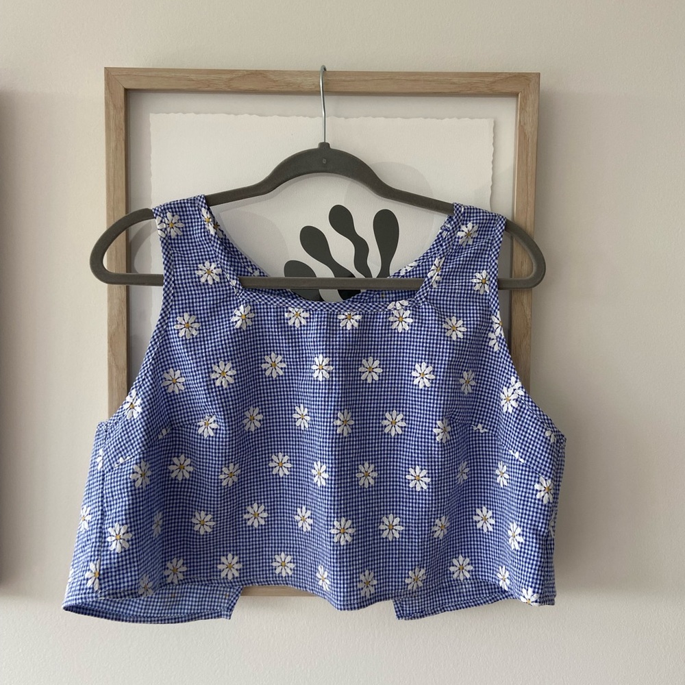 Blue Floral Crop Top